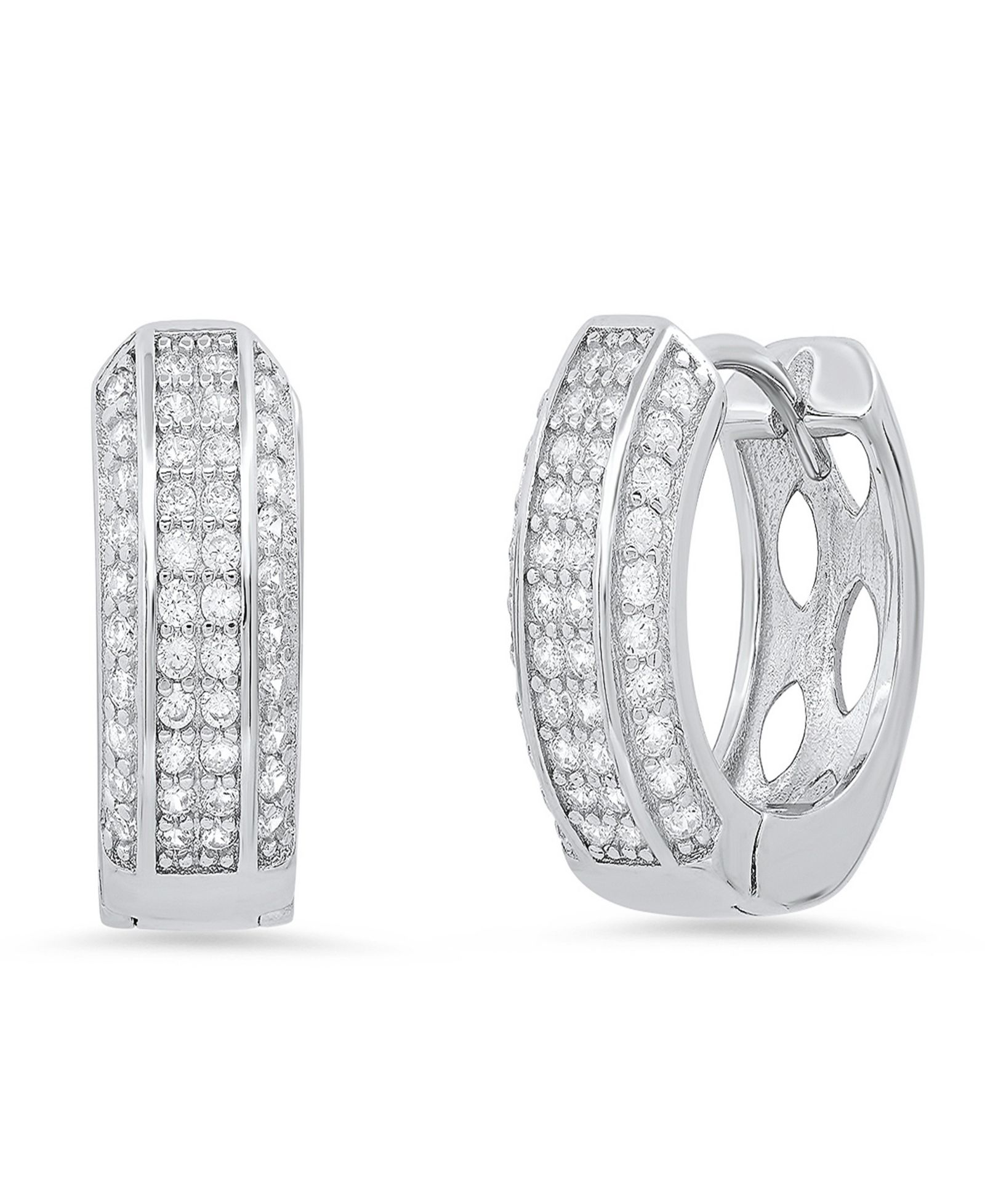 Женские серьги-кольца Steeltime Sterling Silver и имитация бриллиантов