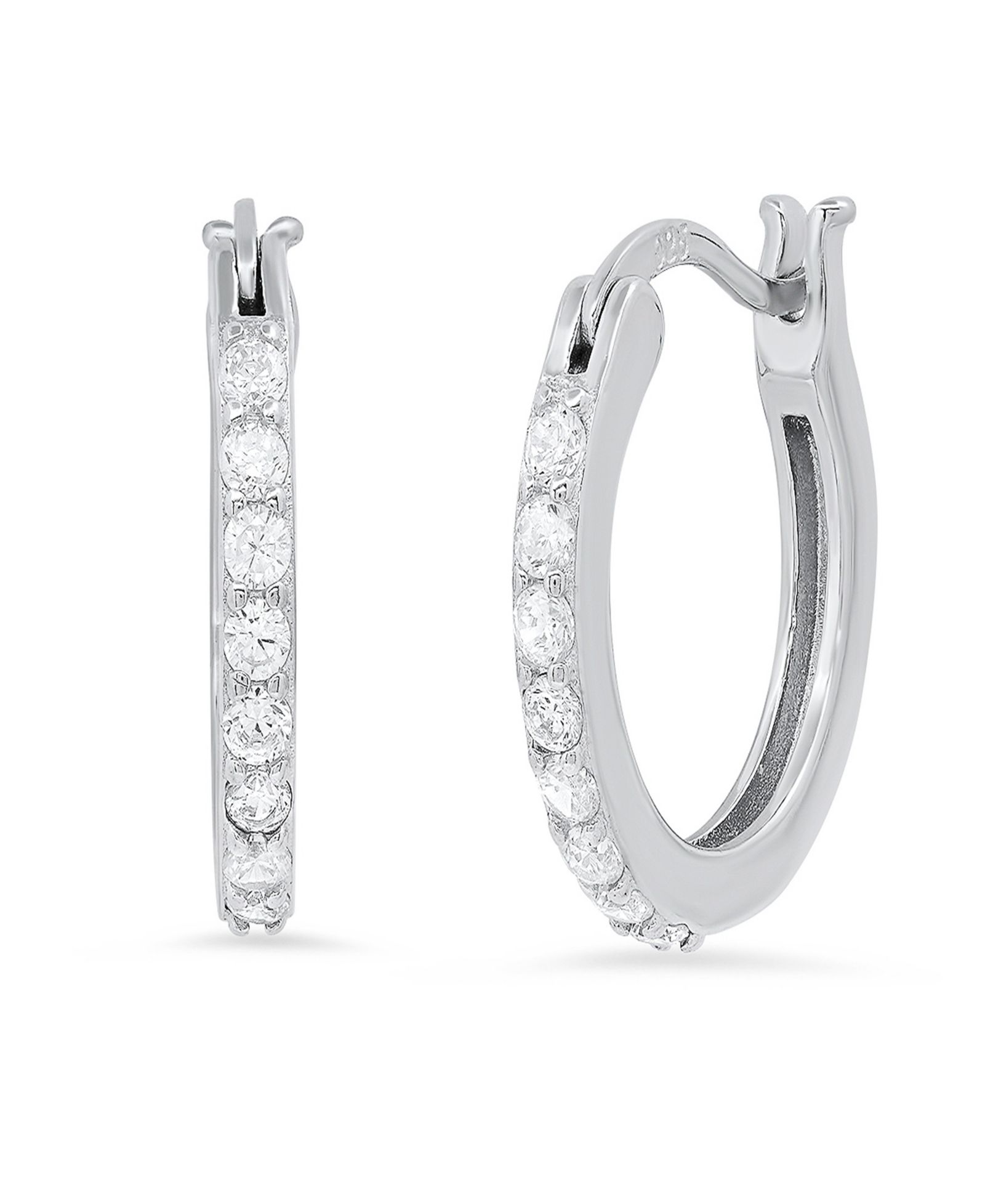 Женские тонкие серьги-кольца Steeltime из стерлингового серебра с имитацией бриллиантов