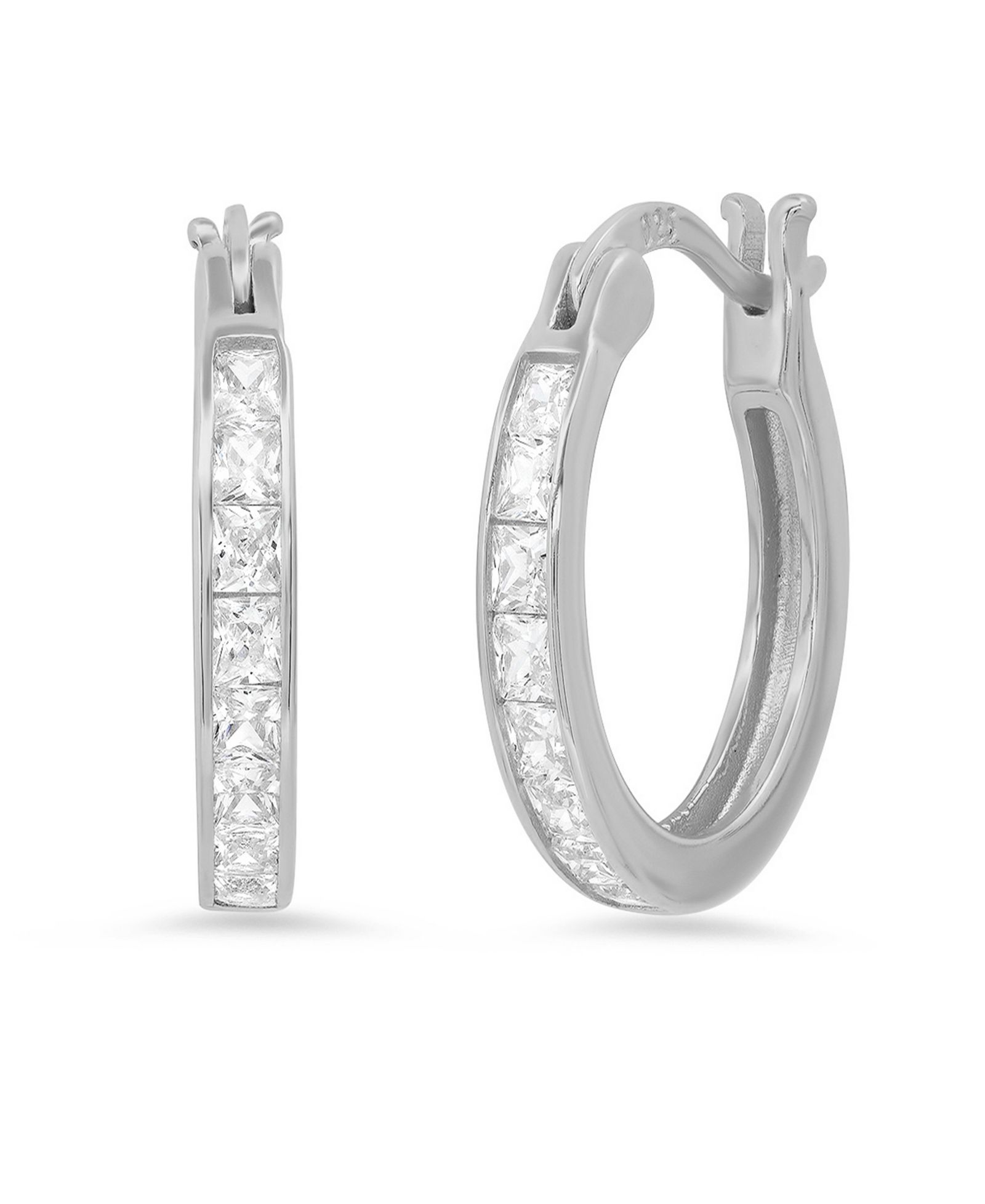 Женские серьги-кольца Steeltime, стерлинговое серебро с имитацией бриллиантов