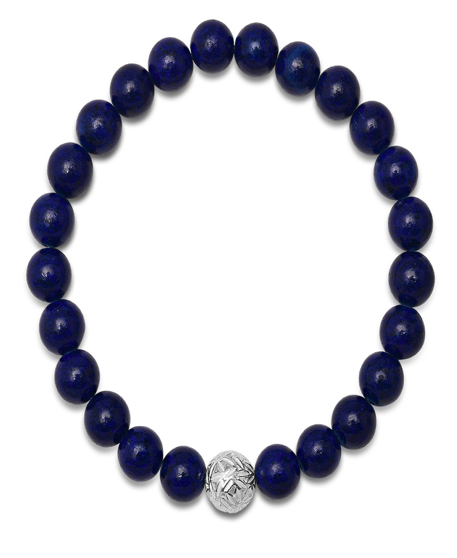 Steeltime Men’s Lava Beads and Sterling Silver Bead Stretch Bracelet