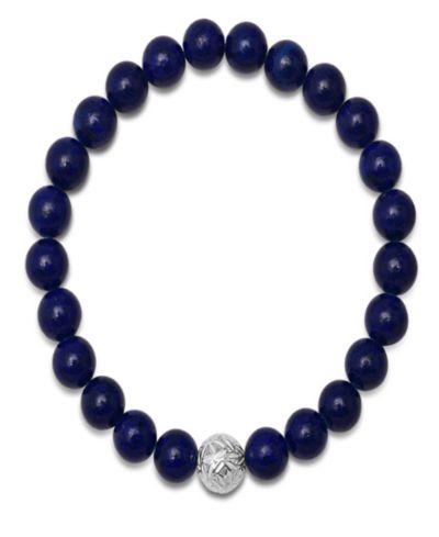 Steeltime Men’s Lava Beads and Sterling Silver Bead Stretch Bracelet