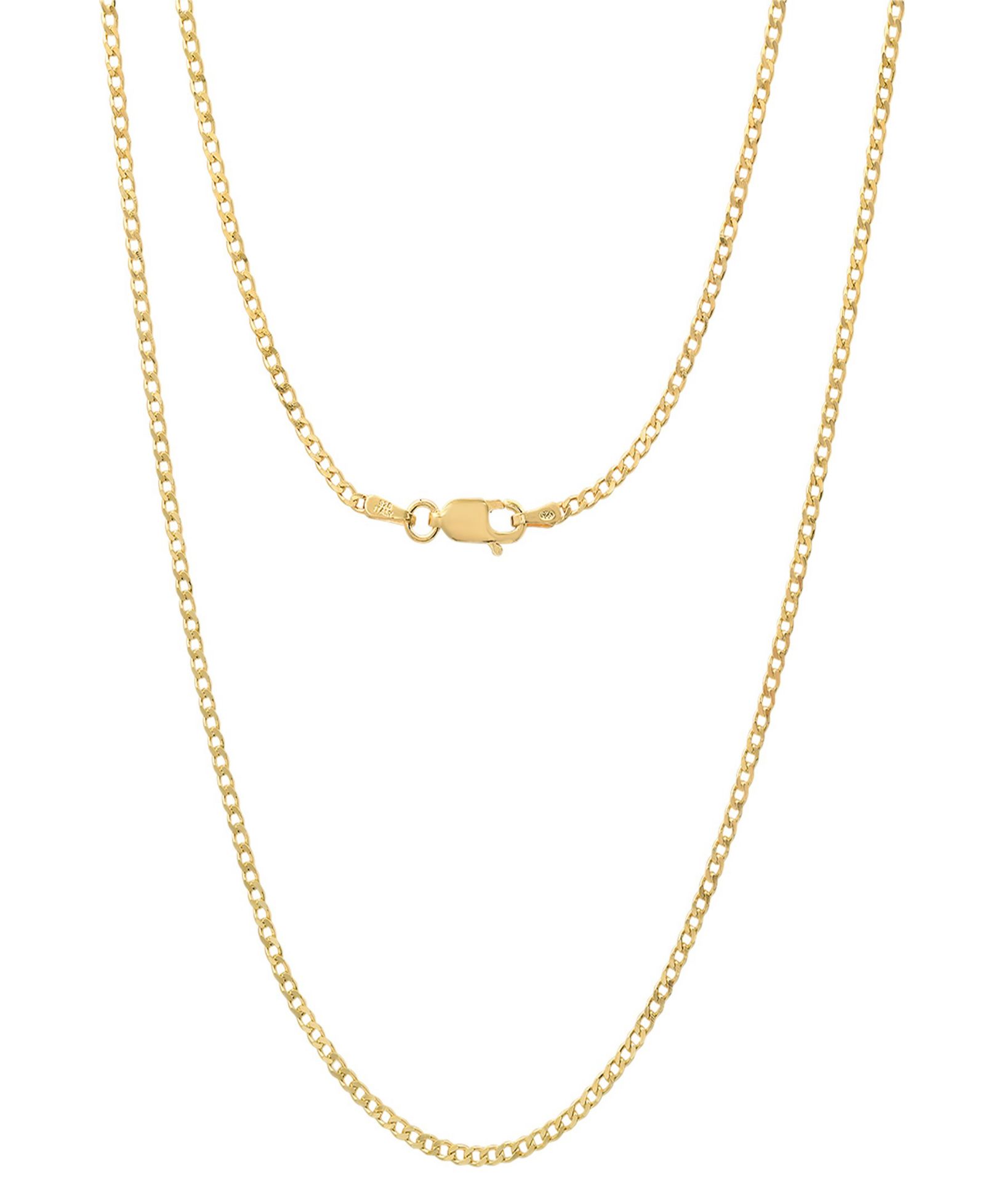Унисекс цепь-ожерелье Steeltime 14K Gold Plated Cuban Superflat