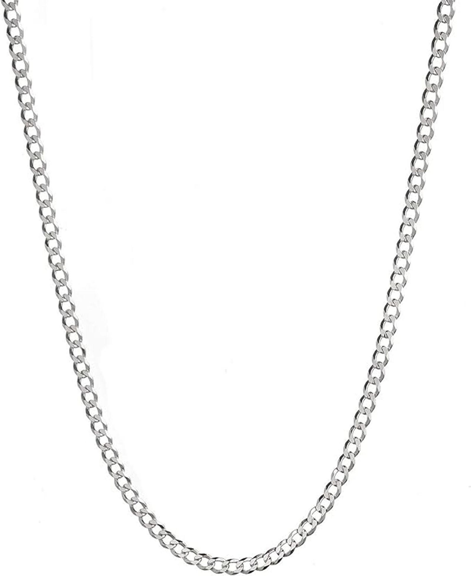 Steeltime Унисекс ожерелье Sterling Silver Cuban Superflat