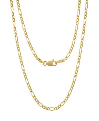 Steeltime унисекс ожерелье Figaro Hollow с позолотой 14K