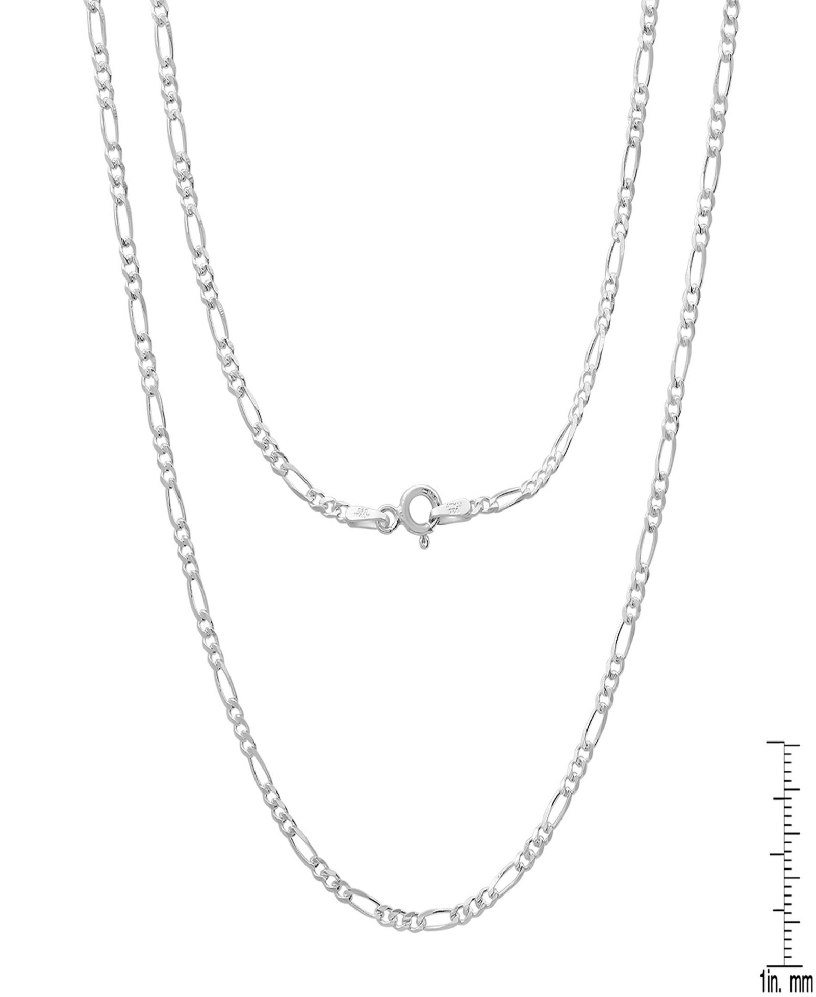 Steeltime Unisex Sterling Silver Figaro Chain Necklace