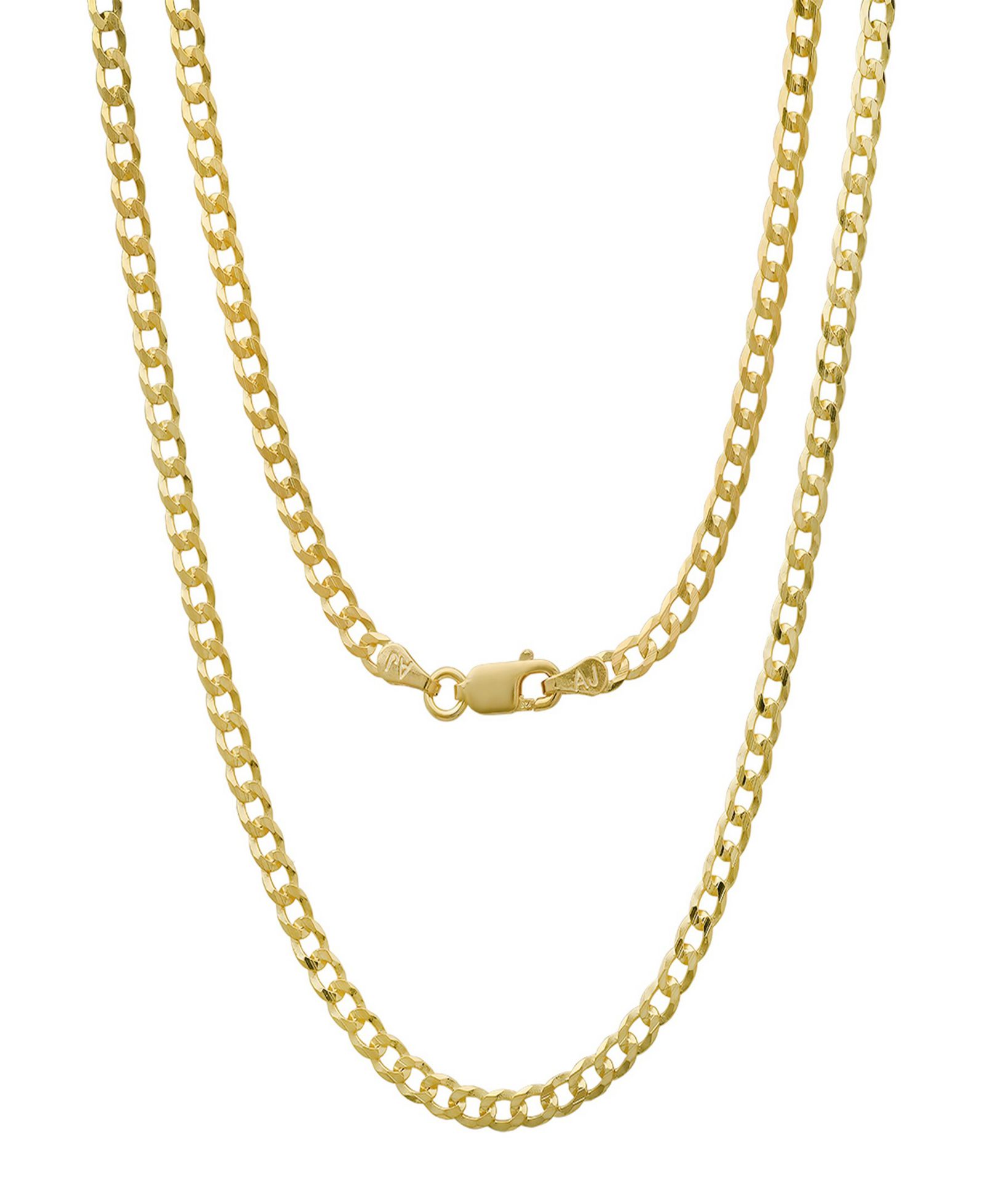 Унисекс ожерелье Steeltime 14K Gold Plated Cuban Superflat