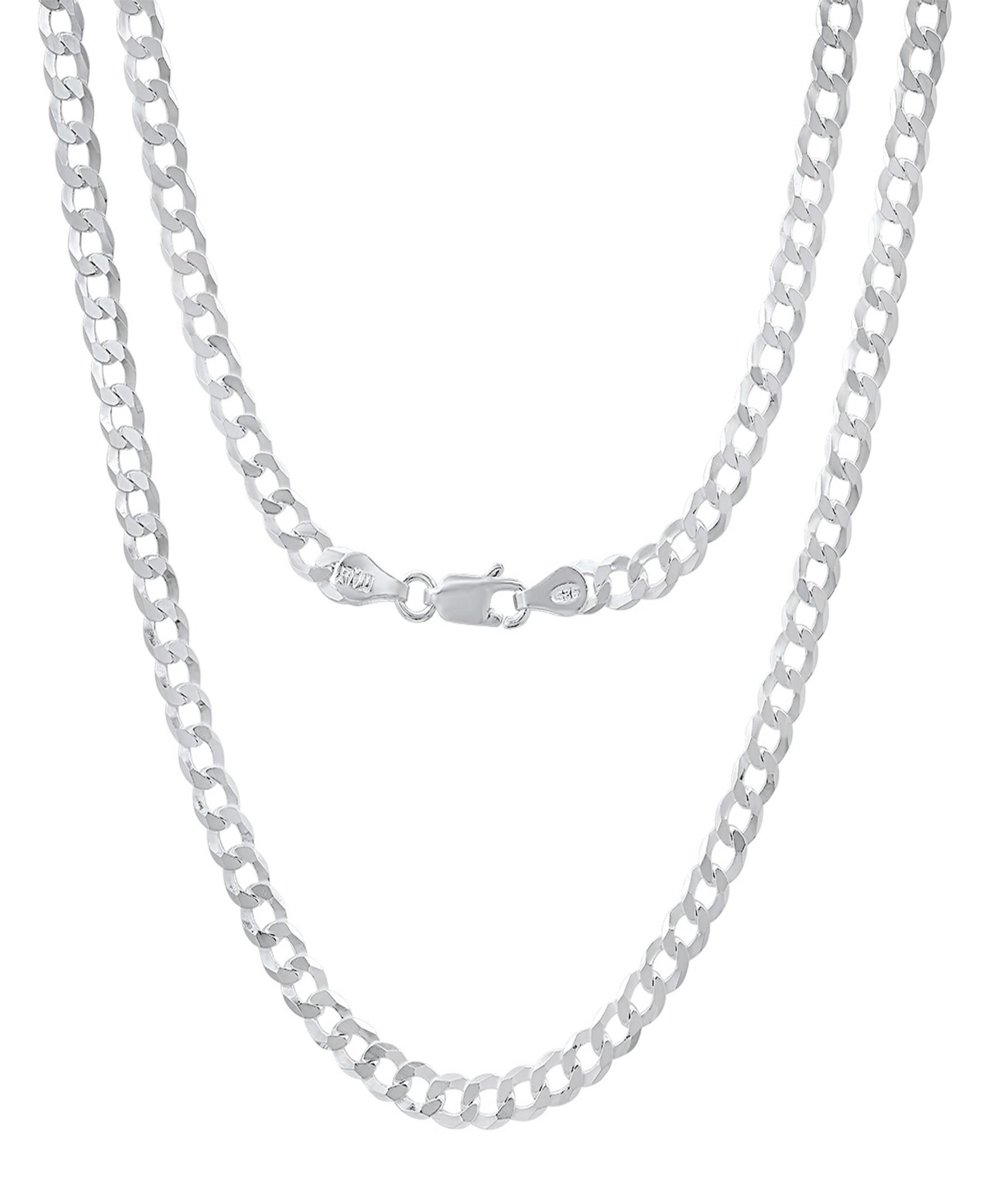 Унисекс ожерелье Steeltime Sterling Silver Diamond Cut Curb Link Chain