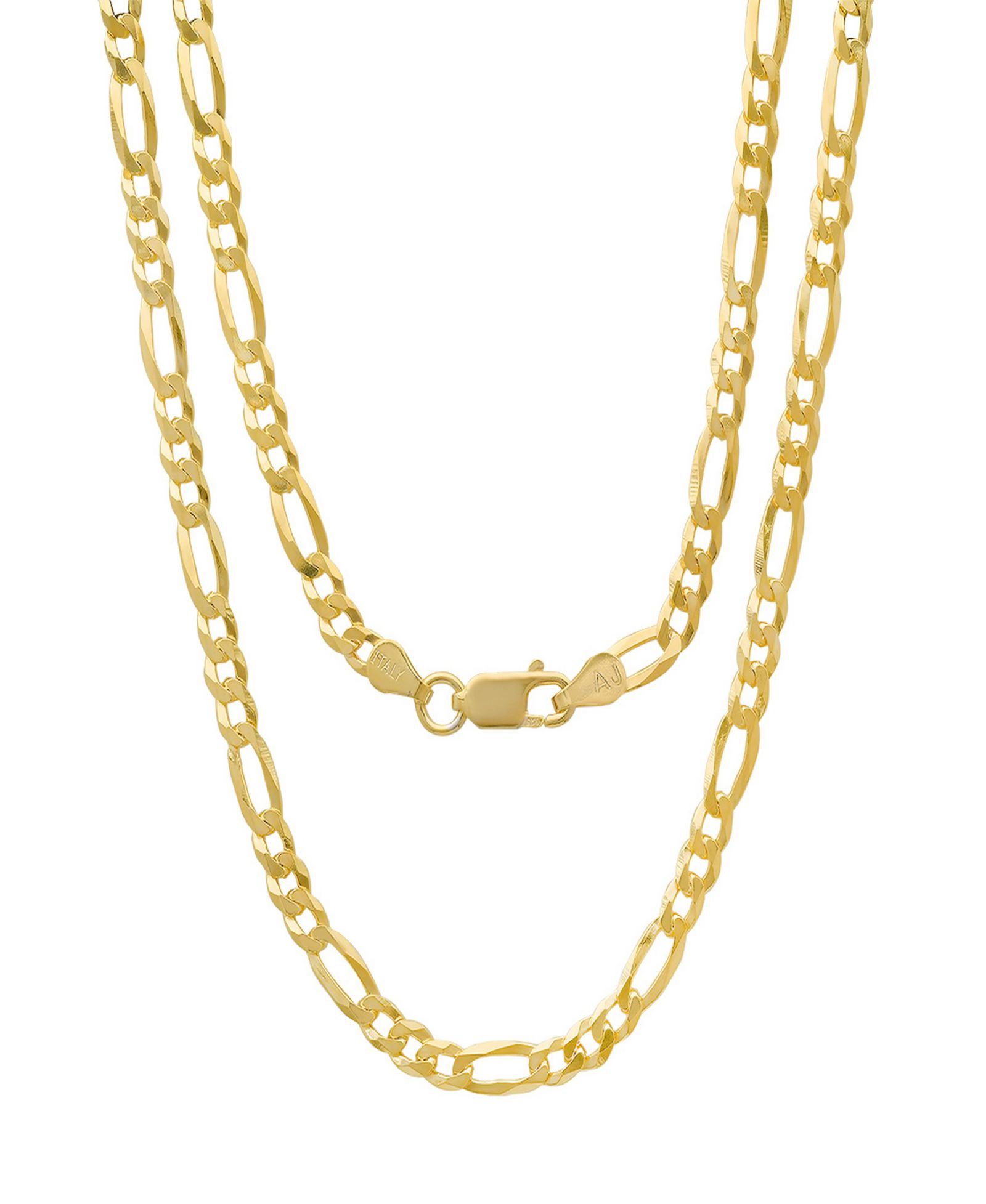 Унисекс колье Steeltime 14K Gold Plated Figaro Superflat