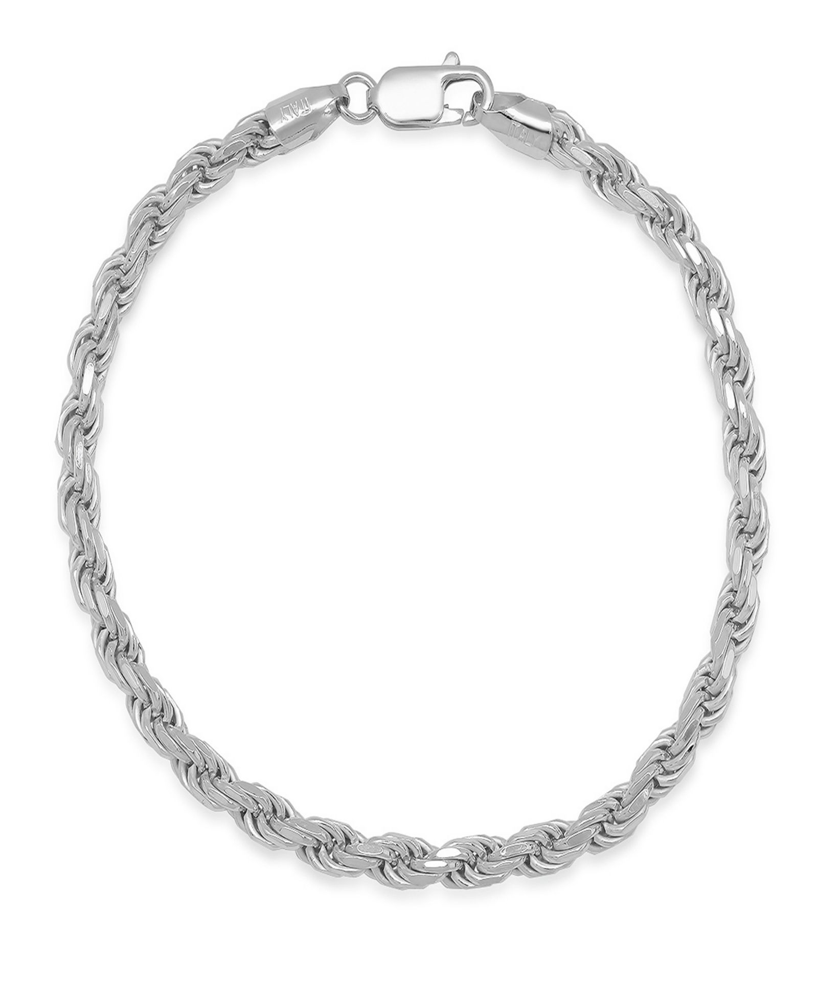 Steeltime Unisex Sterling Silver Rope Chain Bracelet
