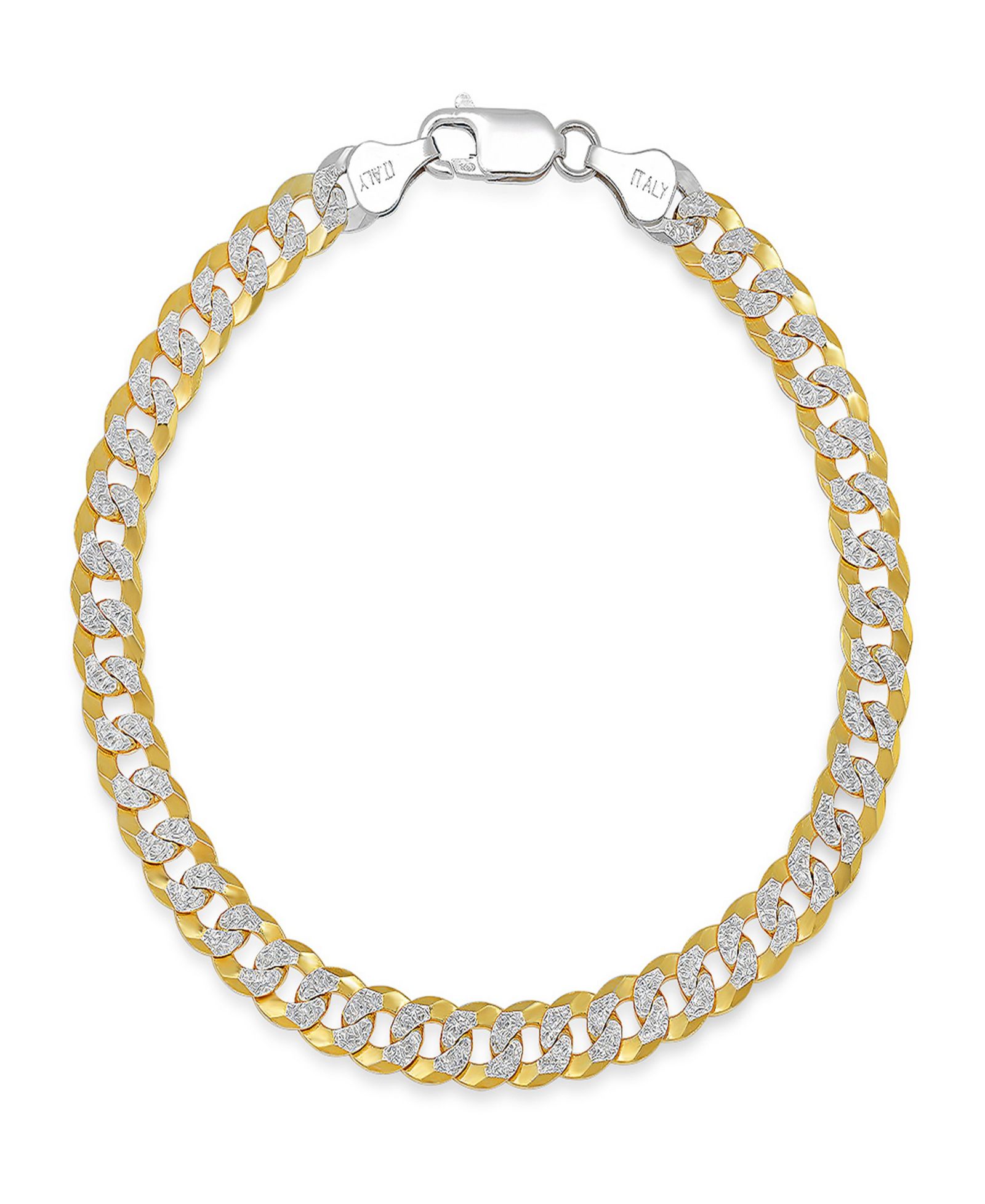 Steeltime унисекс браслет из стерлингового серебра и 18K Gold Plated с алмазной огранкой