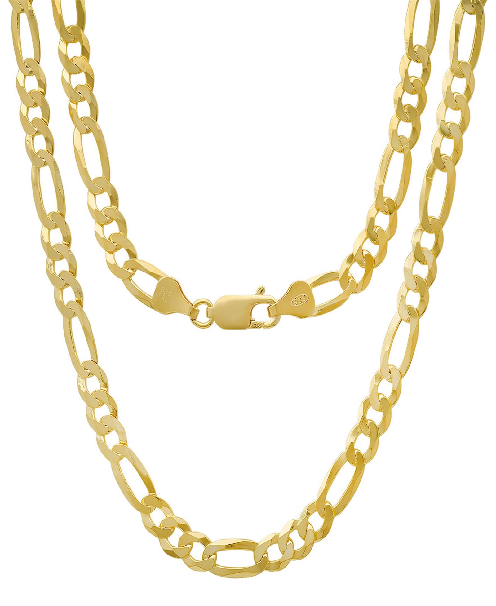 Унисекс колье Steeltime 14K Gold Plated Figaro Superflat