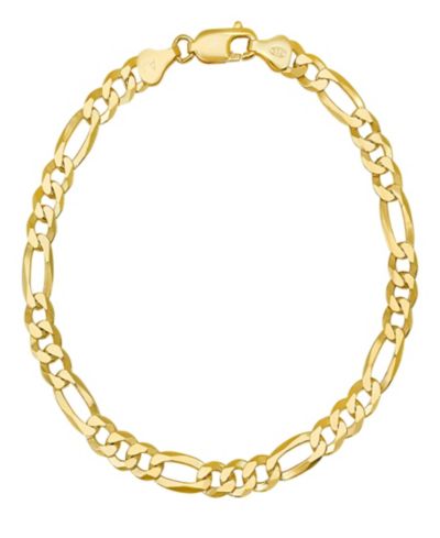 STEELTIME Унисекс браслет Figaro из стерлингового серебра с напылением 14K Gold, 8.5"