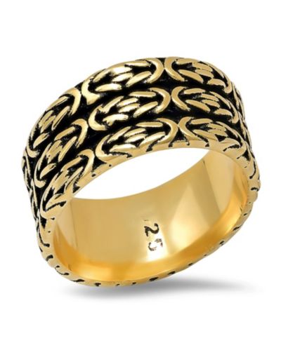 Мужское кольцо-band Steeltime из стерлингового серебра с 14K золотым напылением Black IP Byzantine