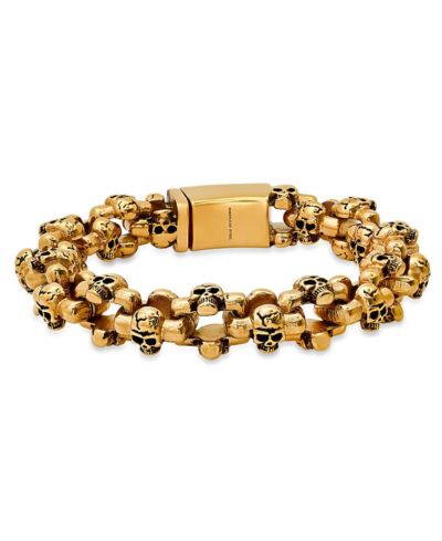 Мужской браслет STEELTIME Skull Links из нержавеющей стали с напылением 18K Gold-Plated