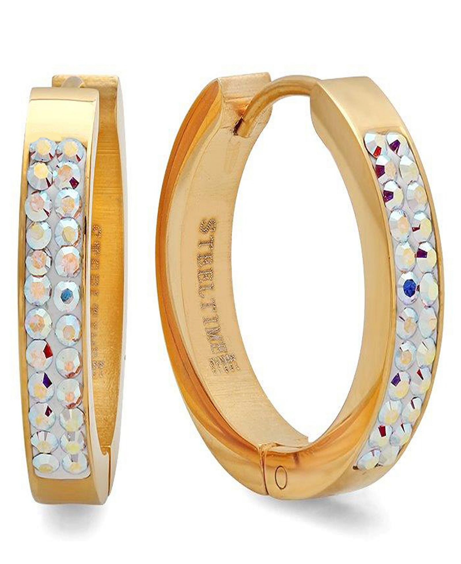 Женский Steeltime 18K Plated 20mm Huggies с Swarovski Crystals