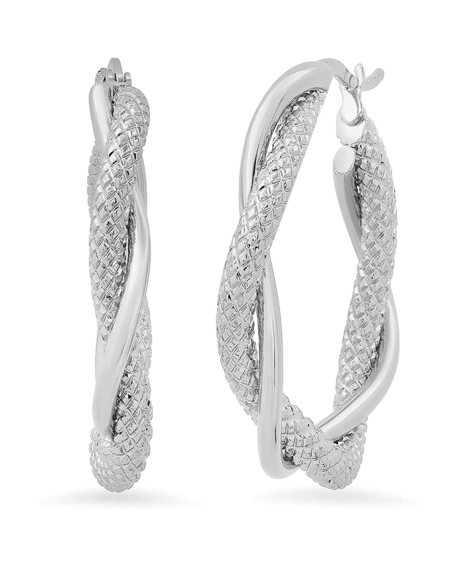 Серьги-кольца Steeltime Women's Stainless Steel Twisted Double Layered