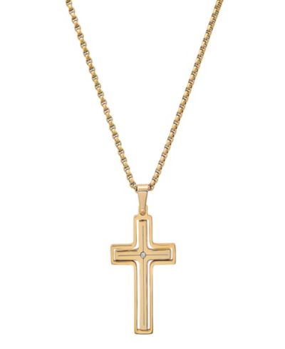 Мужской кулон Steeltime Spinning Cross с напылением 18K Gold и имитацией бриллиантов