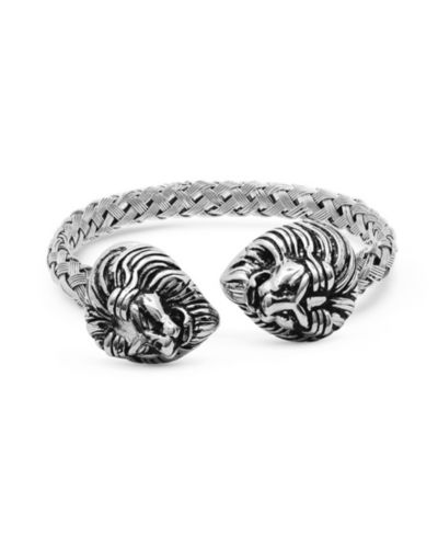 Steeltime Men's Stainless Steel Tiger End Cuff Bracelet