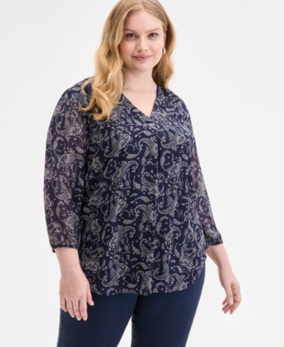 Jones New York Plus Size Kelly топ с принтом Paisley