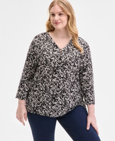 Jones New York Женский топ с цветочным принтом Plus Size