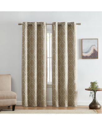 Комплект штор Elrene Home Fashions Valian Lattice, вышивка, черный, 2 шт