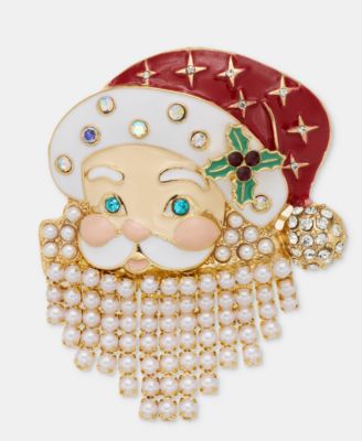 Holiday Lane Pavé & Imitation Pearl Santa Pin, Macy's Exclusive