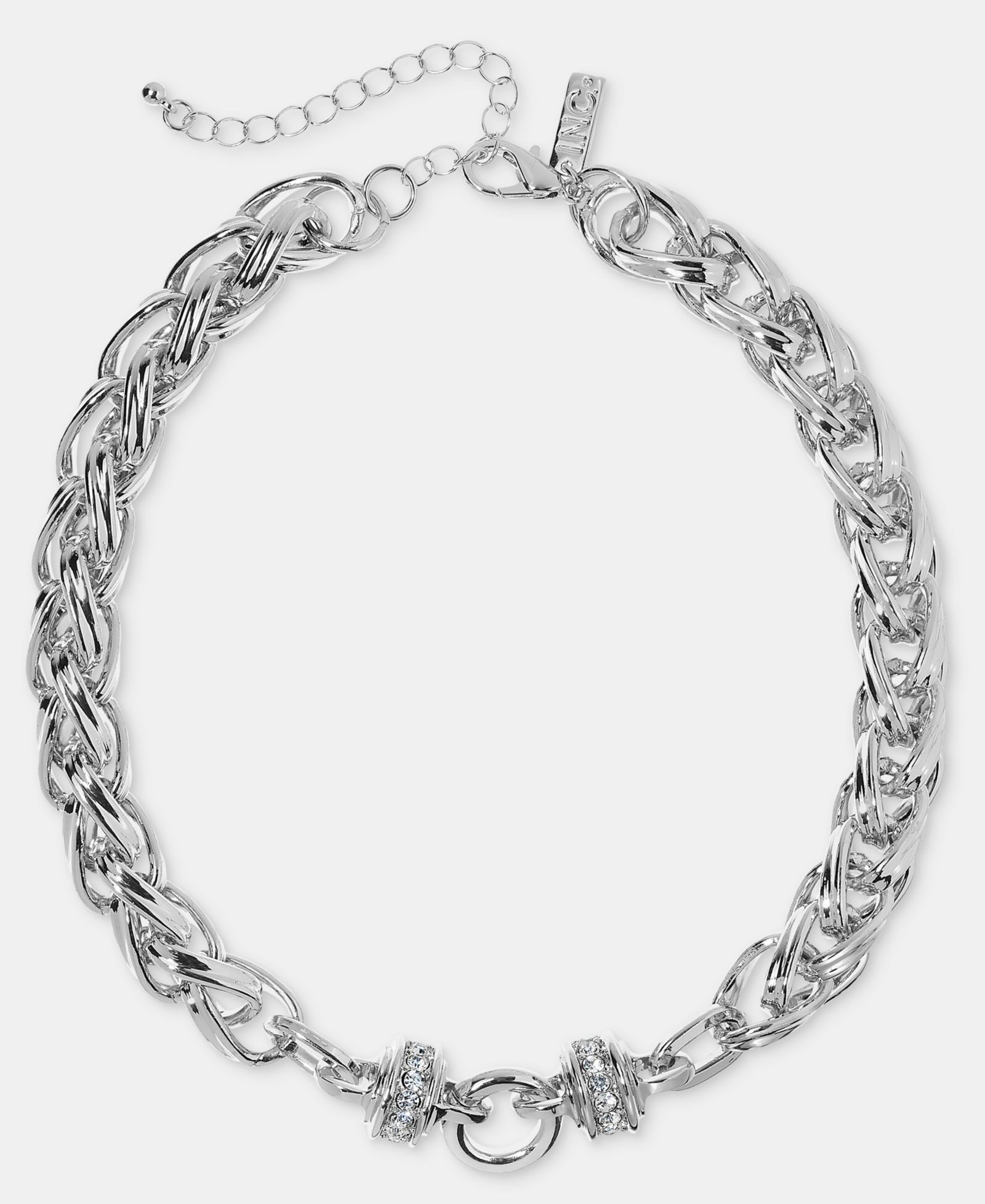 I.N.C. International Concepts Crystal Chain Link Collar Necklace, 15-1/2" + 3" extender, Macy's Exclusive
