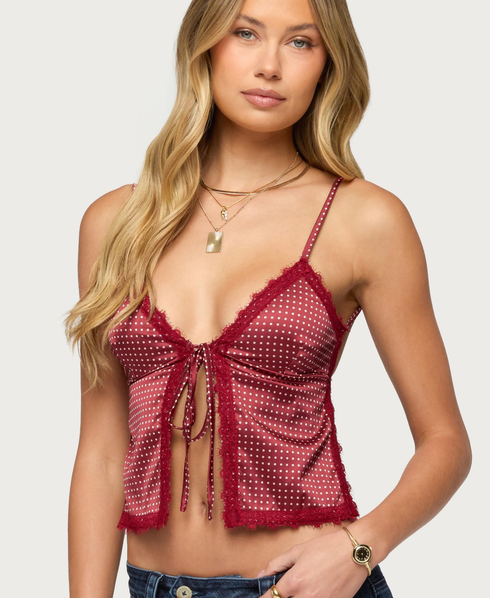 Женский топ Edikted Women's Backless Satin Effect Polka Dot