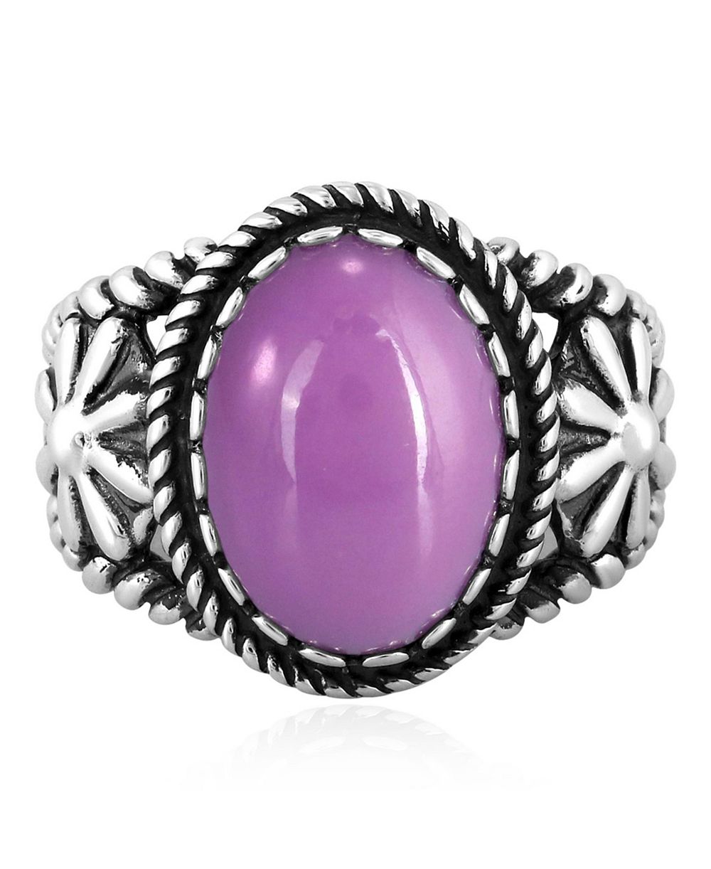 Sterling Silver Phosphosiderite Concha Flower Ring, Size 11