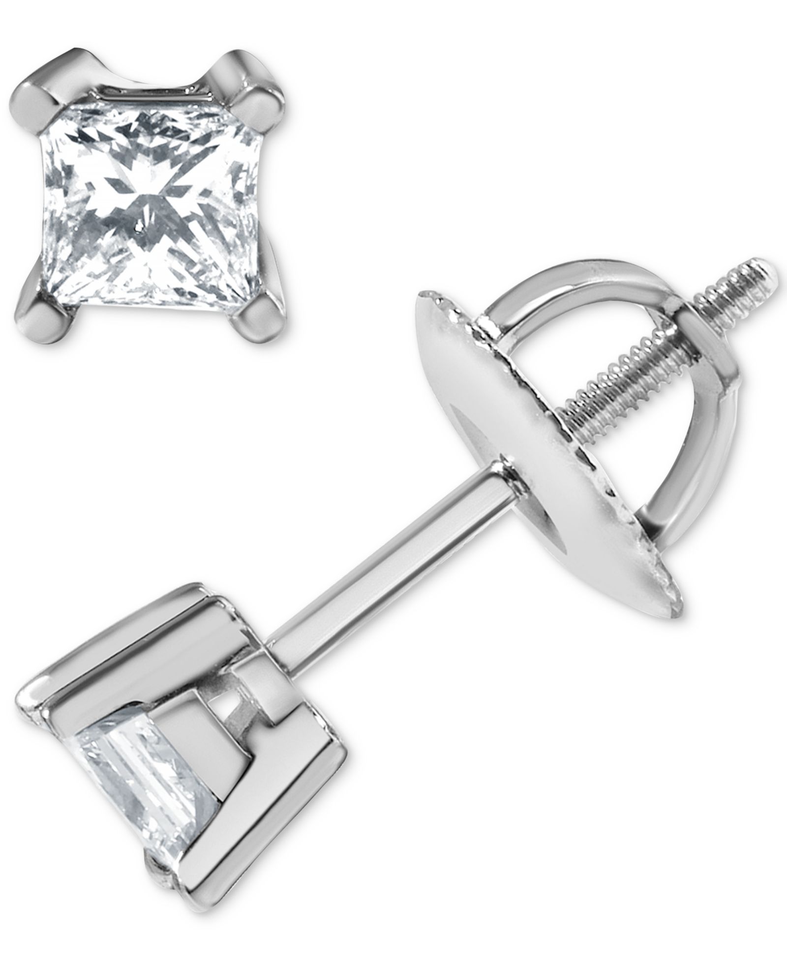Diamond Princess-Cut Stud Earrings (1/3 ct. t.w.) in 14k White Gold