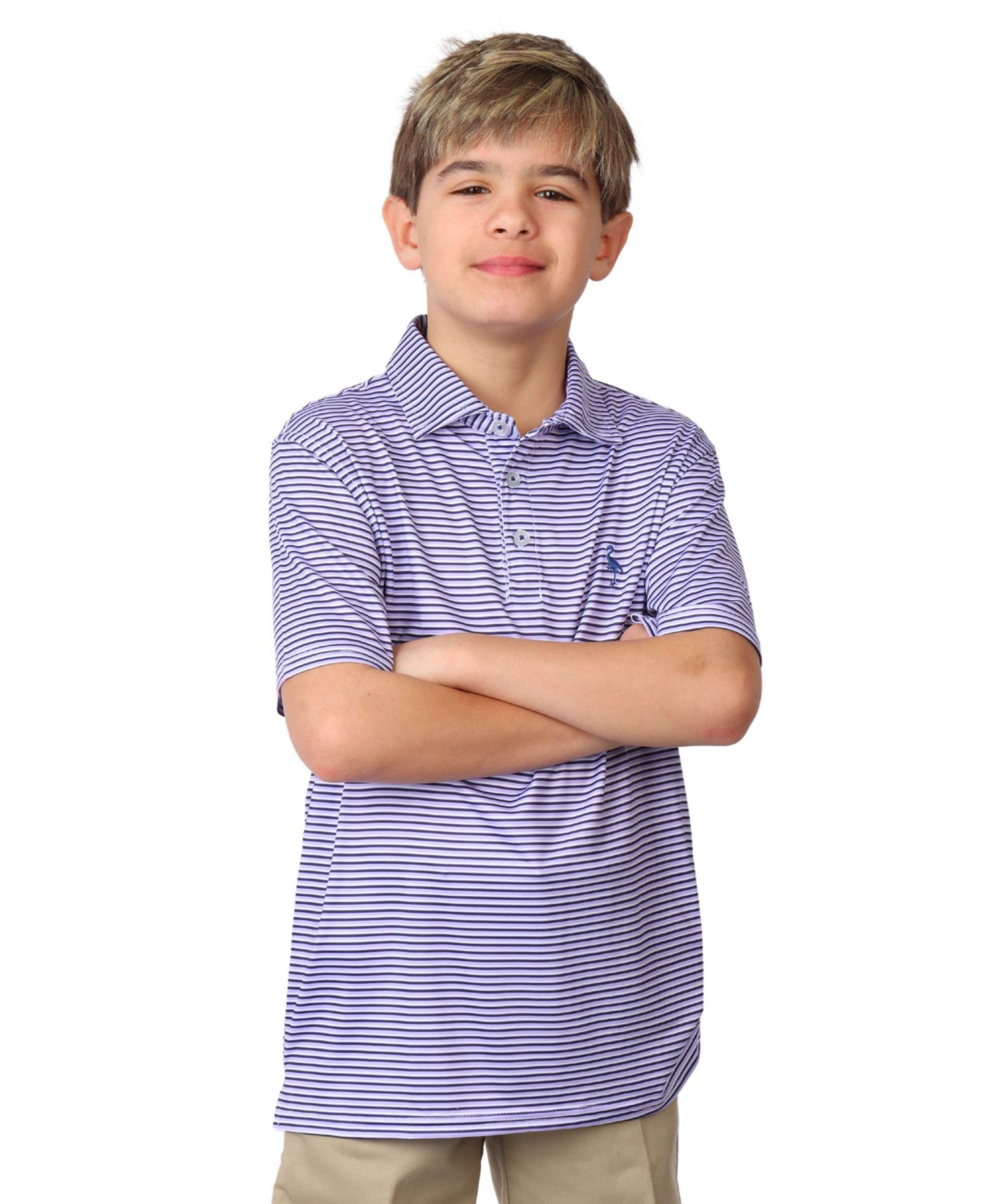 Tailorbyrd Boys Multi Stripes Printed Performance Short Sleeve Polo
