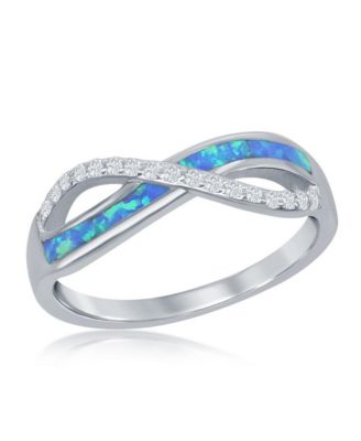Кольцо Caribbean Treasures Sterling Silver CZ и Blue Inlay Synthetic Opal Infinity Ring