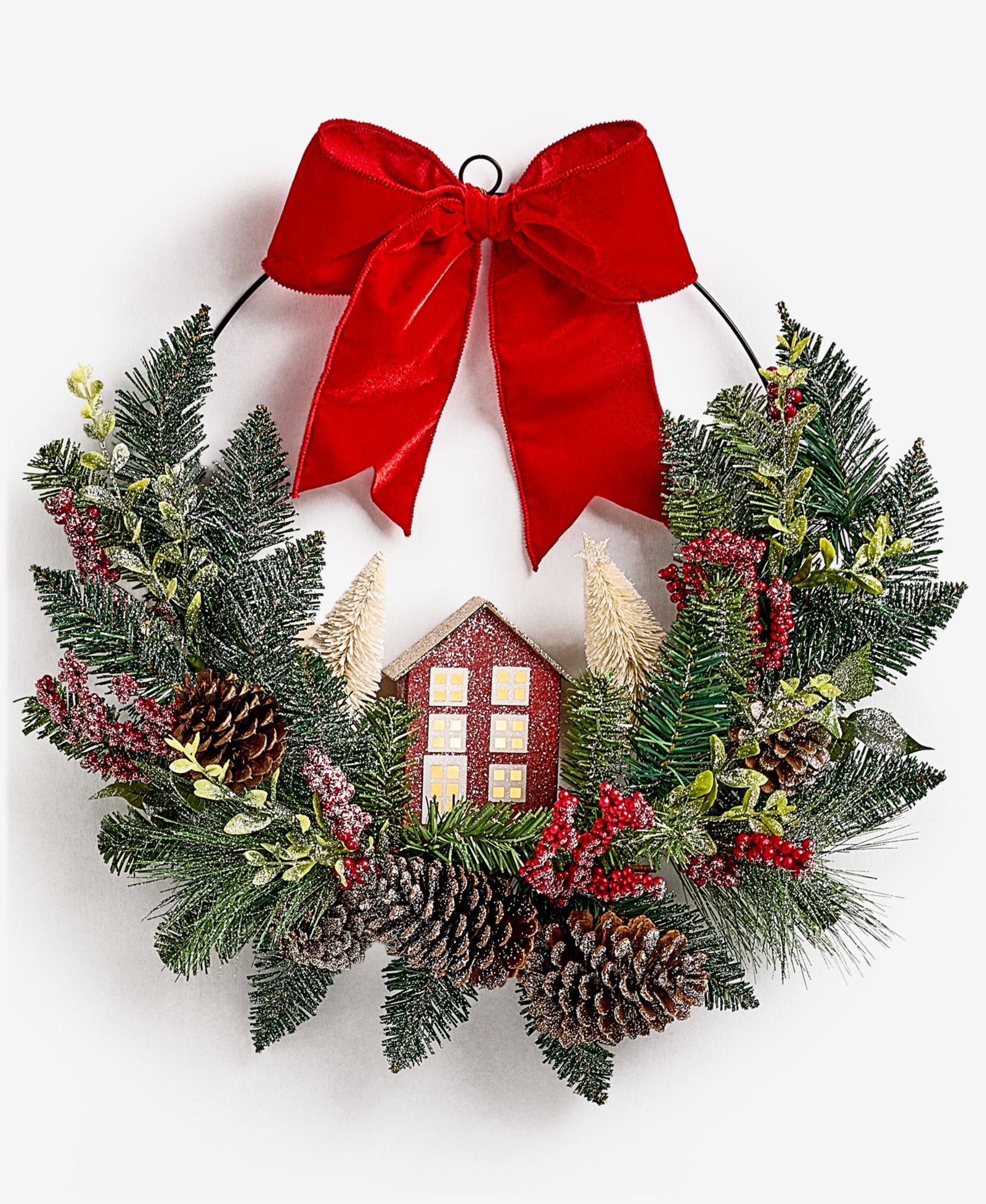 Holiday Lane Heritage House in Greenery Half Wreath, Macy's Exclusive