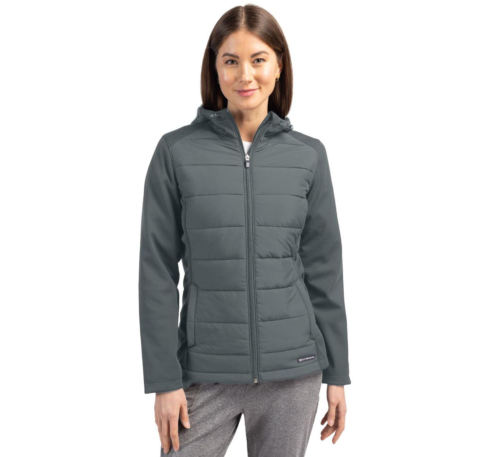 Cutter & Buck Женский гибридный ветрозащитный куртка-худи с длинным рукавом Evoke Softshell Full Zip