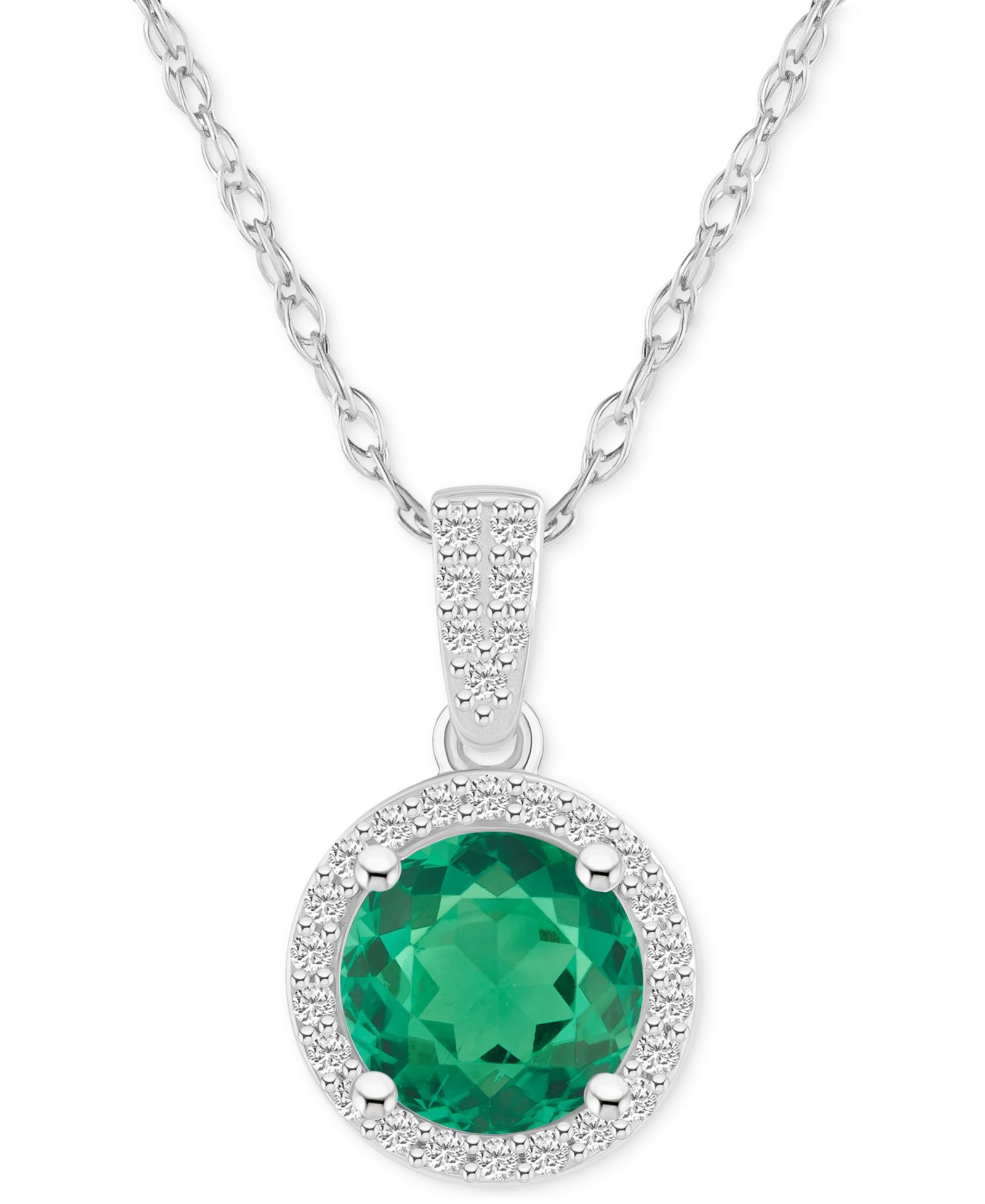 Подвеска-кулон Lab-Created Emerald и White Sapphire в 14k Gold