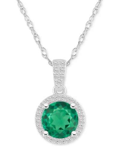 Подвеска-кулон Lab-Created Emerald и White Sapphire в 14k Gold