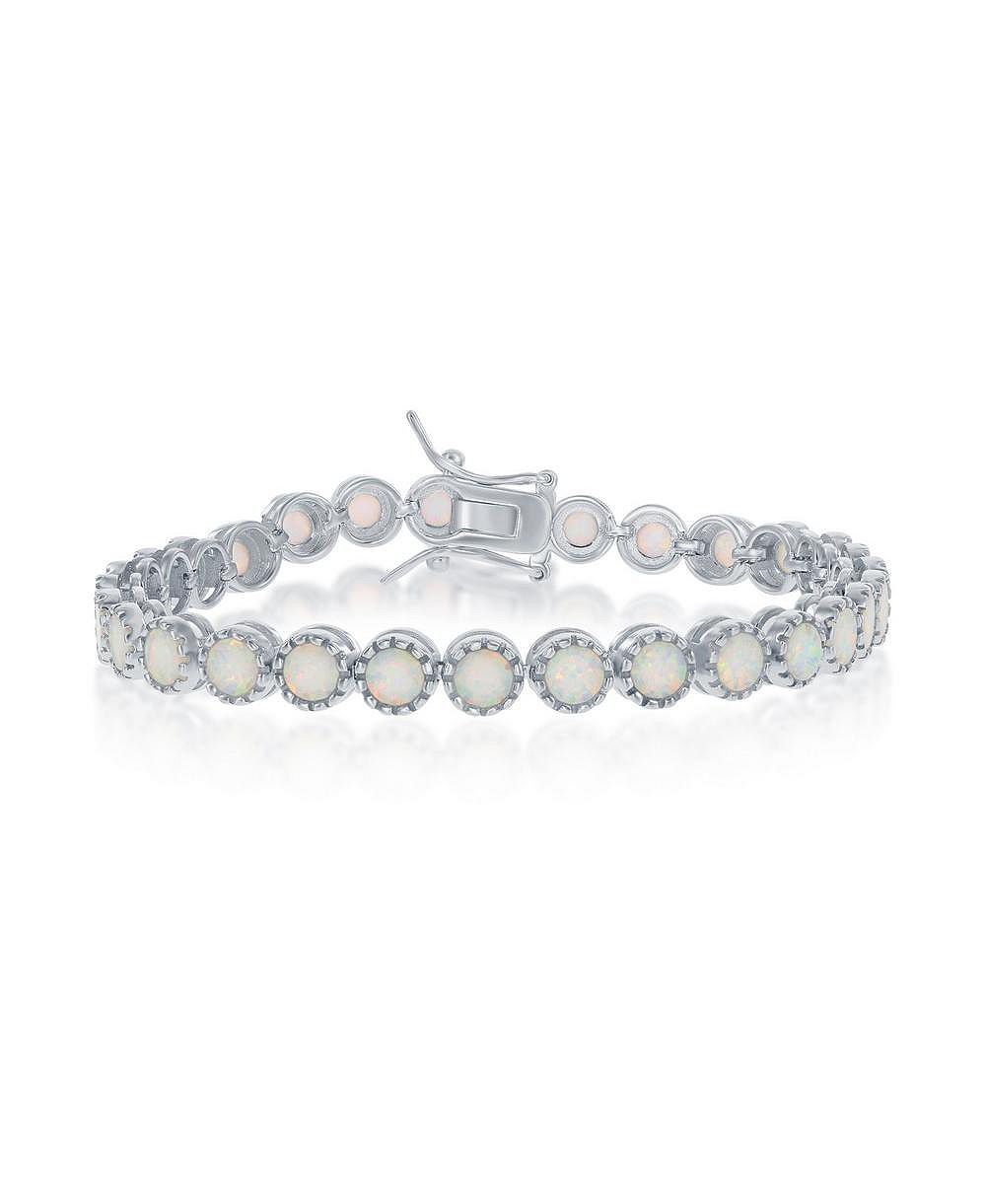 Браслет Sterling Round Synthetic Opal с бисерной окантовкой