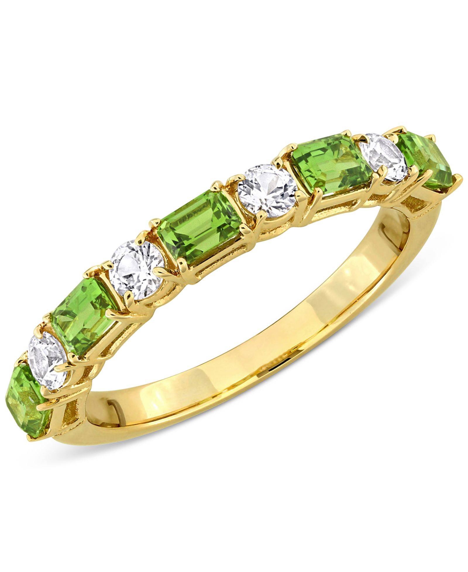Кольцо из зеленого сапфира и белого сапфира в 14k Gold