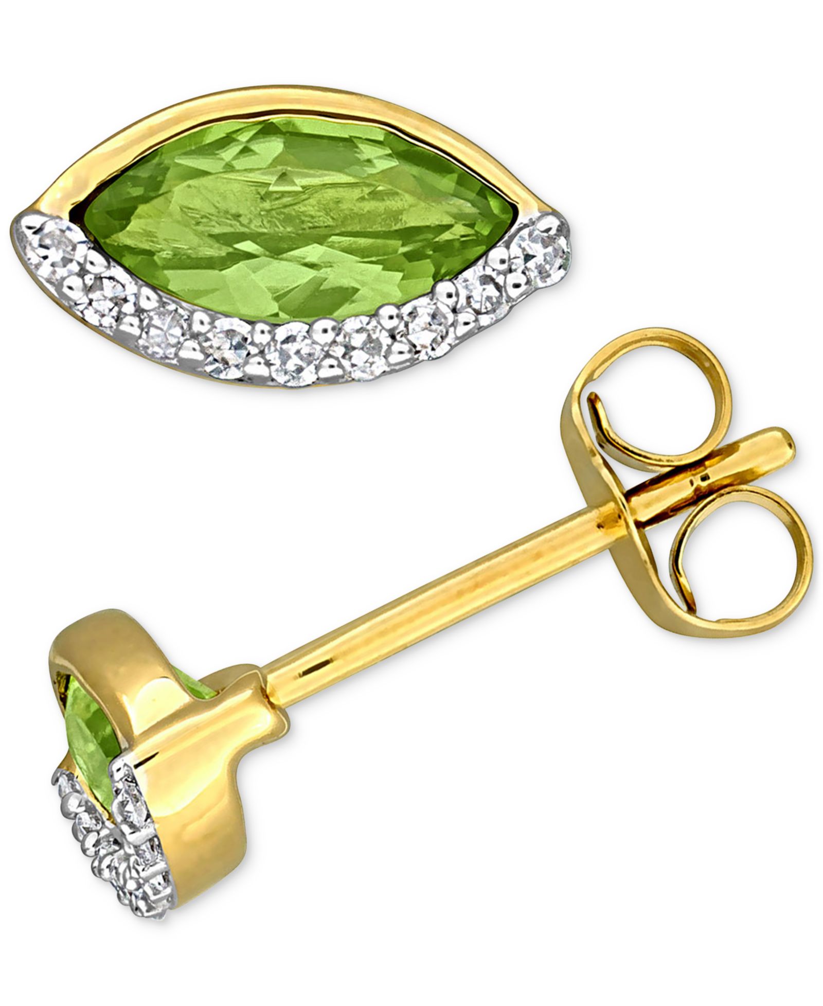 Blue Topaz (1/4 ct. t.w.) & Diamond (1/10 ct. t.w.) Marquise Stud Earrings in 14k Gold (Also in Garnet, Amethyst, & Peridot)