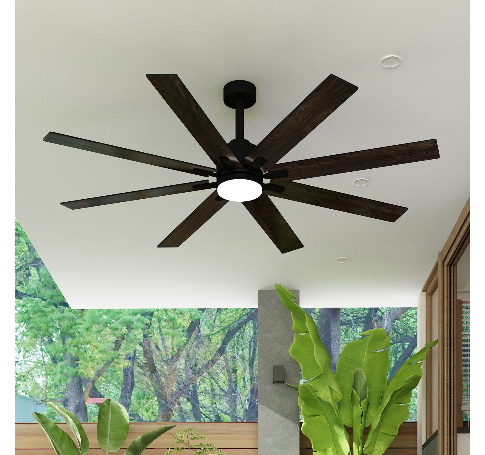 Потолочный вентилятор Homsee 72" с освещением Solid Wood Blades Quiet Reversible DC Motor
