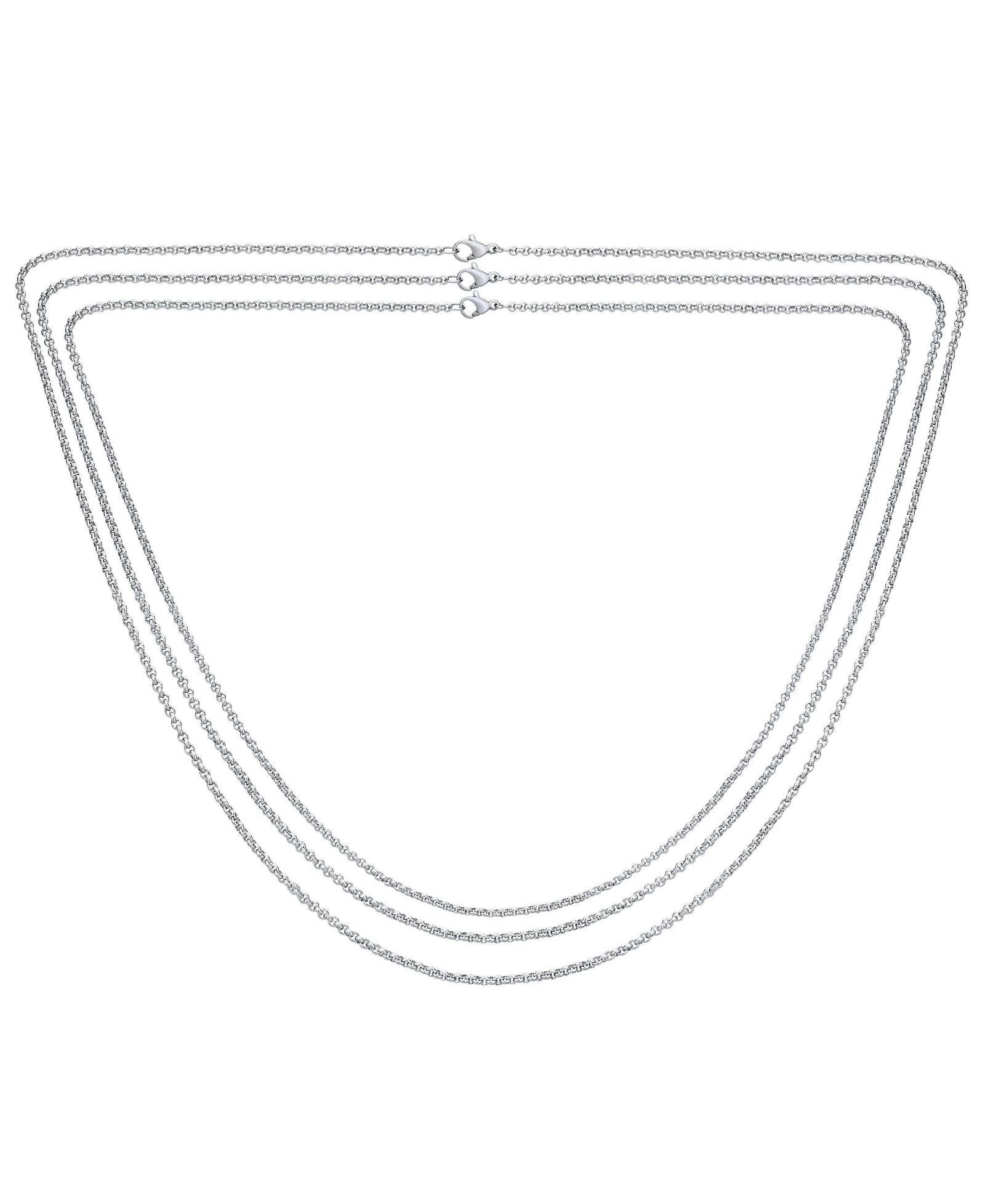 Bling Jewelry Silver Rolo Cable Chain Necklace 3-Piece Set