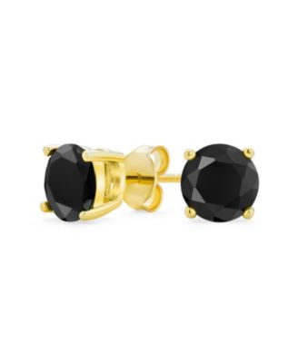 Bling Jewelry серьги-гвоздики с черным CZ, серебро 925, 5MM