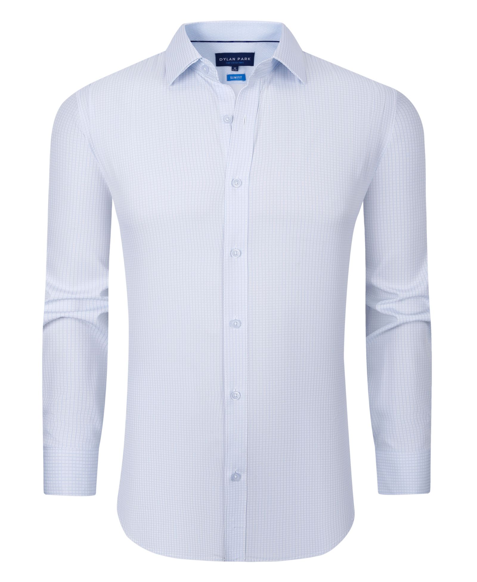 Dylan Park Men's Four Way Stretch Plaid Print Button Down Dress Shirt