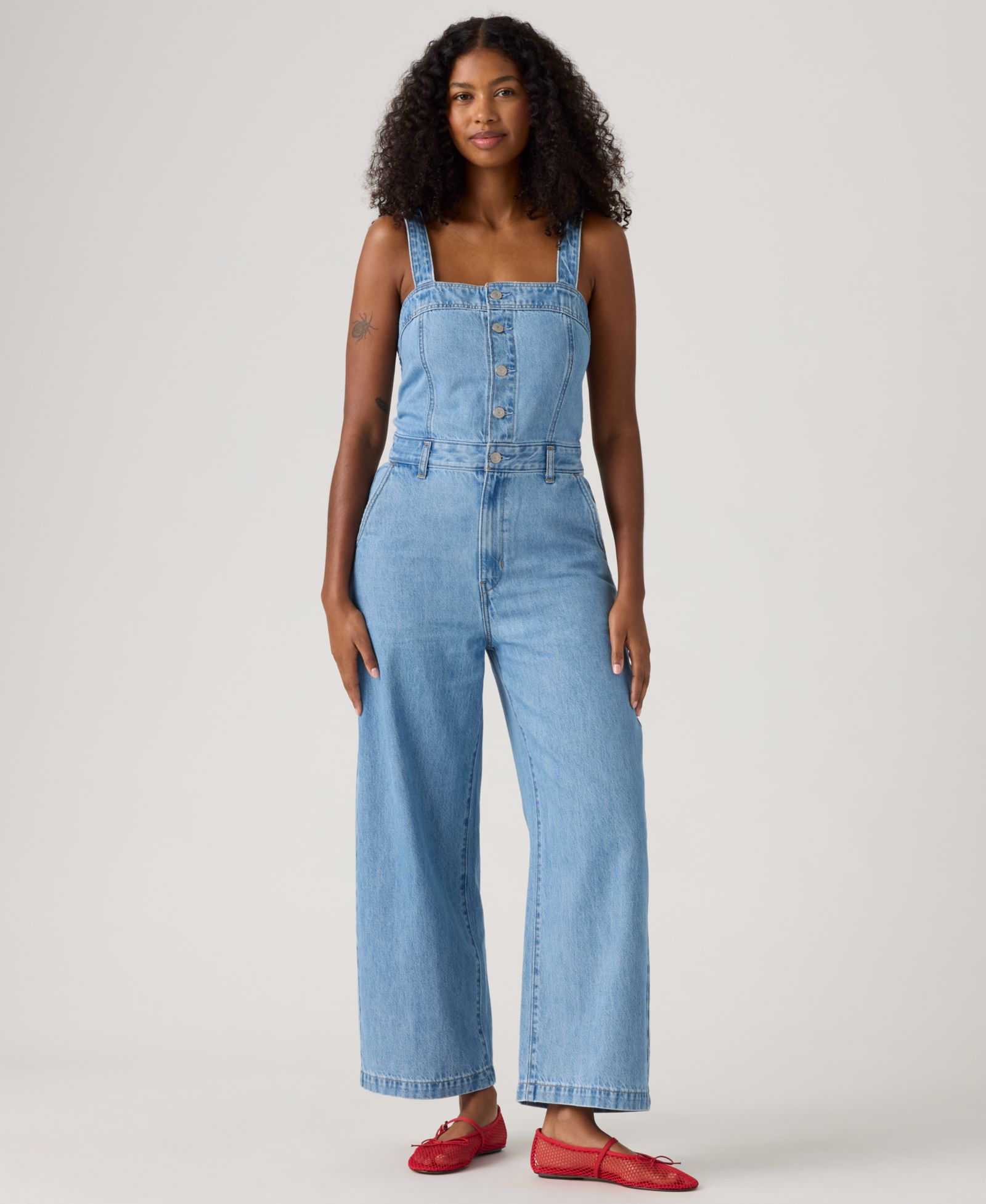 Levi's Women's Drea Square Neck Button-Front Jumpsuit