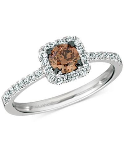 Кольцо Le Vian Chocolatier® Chocolate Diamond & Vanilla Diamond Halo в 14k White Gold