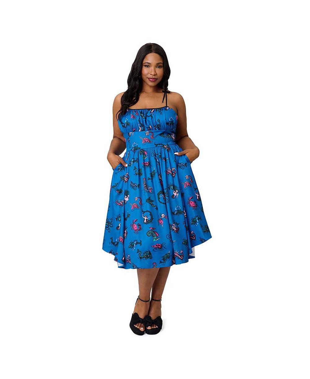 Unique Vintage Plus Size хлопковое платье в стиле Swing