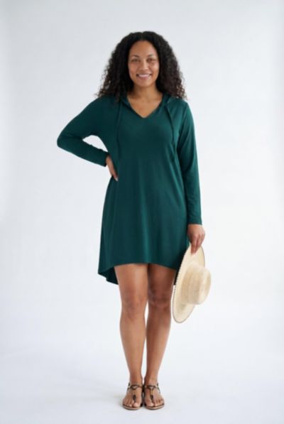 Swimsuits for All Women's Pack and Go Wrinkle-Resistant Cover Up Hoodie Dress