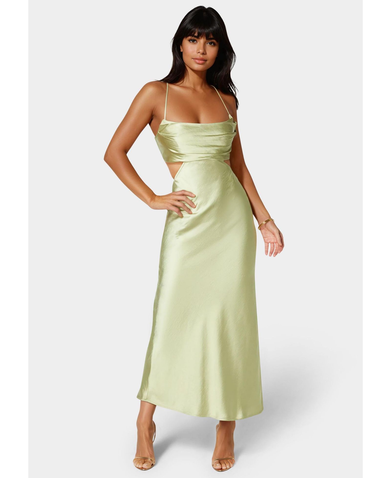 Bebe Women's Open Back Cut Out Midi Slip Dress
