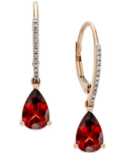 Macy's Серьги-подвески с garnet (2-1/2 ct. t.w.) и diamond accent в 14k Rose Gold