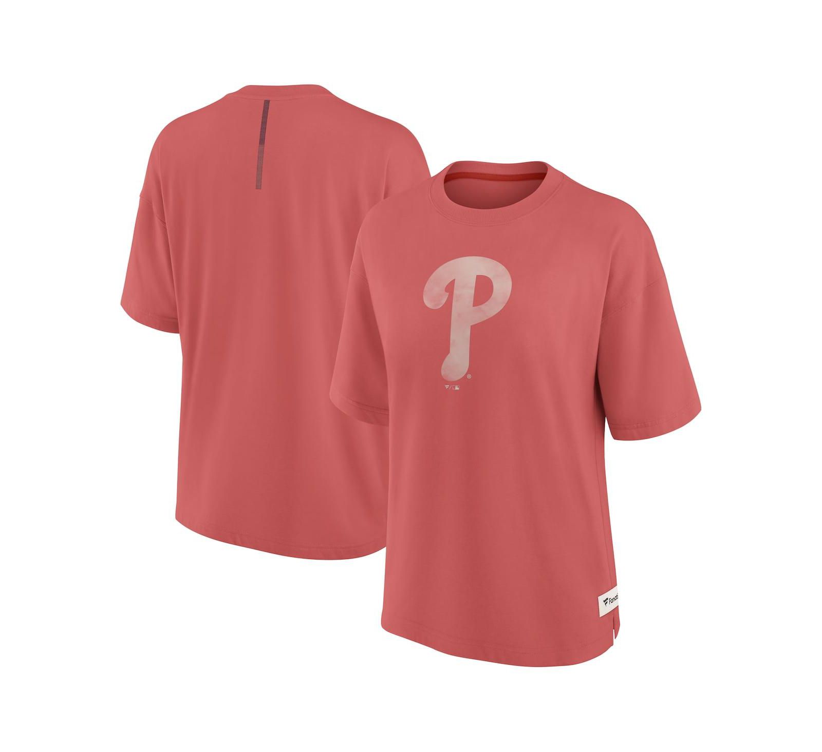 Fanatics Women's Red Philadelphia Phillies Oversized Elements Raw Edge Future Ground T-Shirt
